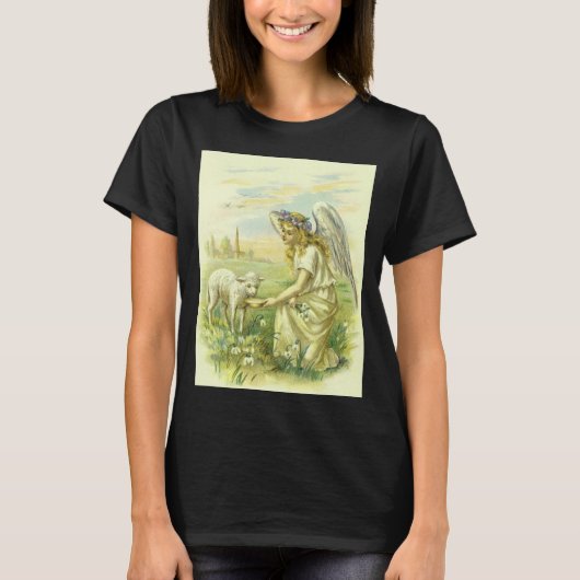  Religieus Pasen Victoriaans Engel met Lam T-shirt (Voorkant)