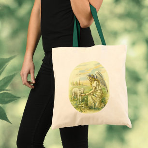  Religieus Pasen Victoriaans Engel met Lam Tote Bag