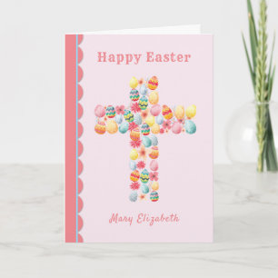 Religieus Pasen voor Kind Easter Eggs Cross Feestdagen Kaart