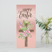 Religieus Pasen Waterverf Bloemen Cross Flat Kaart (Staand voorkant)