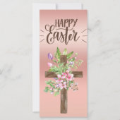 Religieus Pasen Waterverf Bloemen Cross Flat Kaart (Voorkant)