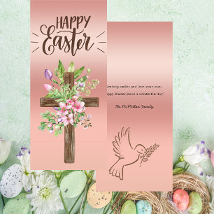 Religieus Pasen Waterverf Bloemen Cross Flat Kaart