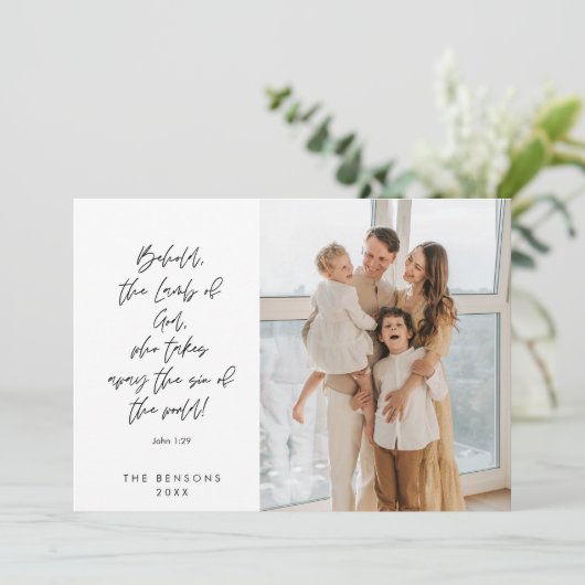 Religieus, Prettig Kerstfeest, Christelijke Famili Feestdagenkaart (Staand voorkant)