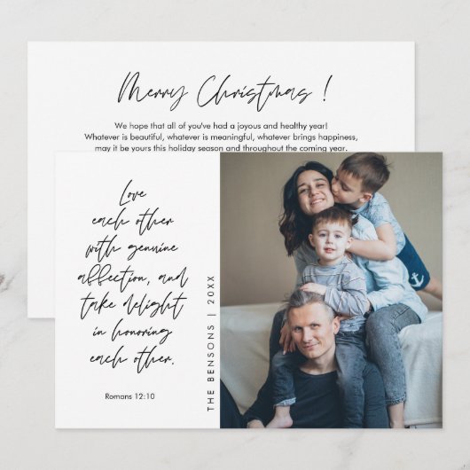 Religieus, Prettig Kerstfeest, Christelijke famili Feestdagenkaart (Voorkant / Achterkant)