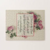 Religieus spreekwoord 3:5 Scripts met roze rozen Legpuzzel (Horizontaal)