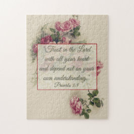 Religieus spreekwoord 3:5 Scripts met roze rozen Legpuzzel