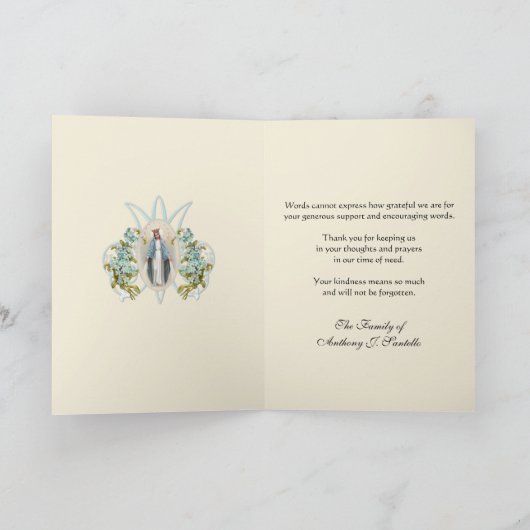 Religieus sympathie begrafenis bedankt Maagd Mary (Binnen)