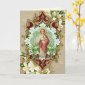 Religieus sympathie heilige hartschrift gebed kaart (Gele Bloem)