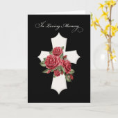 Religieus Sympathie Kruis met Rode Rozen op Zwart Kaart (Gele Bloem)