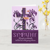Religieus sympathie Paars Iris Garden met kruis Kaart (Gele Bloem)