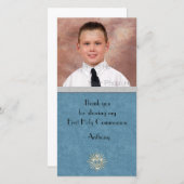 Religieus Turquoise Zilveren Kruis Bedankkaart (Voorkant / Achterkant)