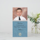 Religieus Turquoise Zilveren Kruis Bedankkaart (Staand voorkant)