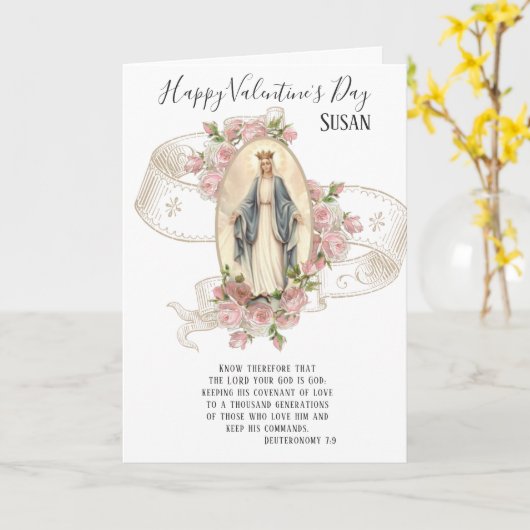 religieus | Valentijnsdag | Maagd Moeder Maria Kaart (Gele Bloem)