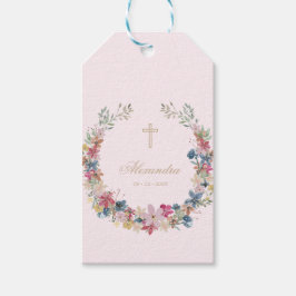 Religieus  Veldbloemen Gouden Kleur Cadeaulabel