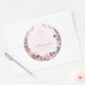Religieus  Veldbloemen Gouden Kleur Ronde Sticker (Envelop)