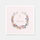 Religieus  Veldbloemen Gouden Kleur Servet (Voorkant)