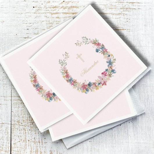 Religieus  Veldbloemen Gouden Kleur Servet