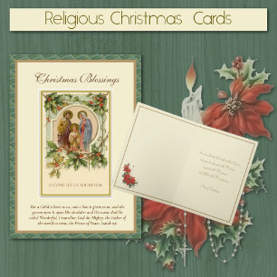 Religieus Vintage Heilige Familie Katholieke Schri Feestdagen Kaart