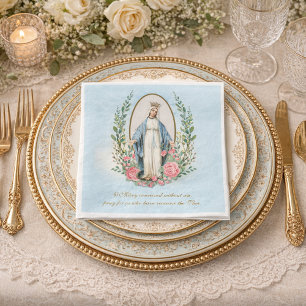 Religieus Vintage Maagd Maria Katholieke Bloemstuk Servet