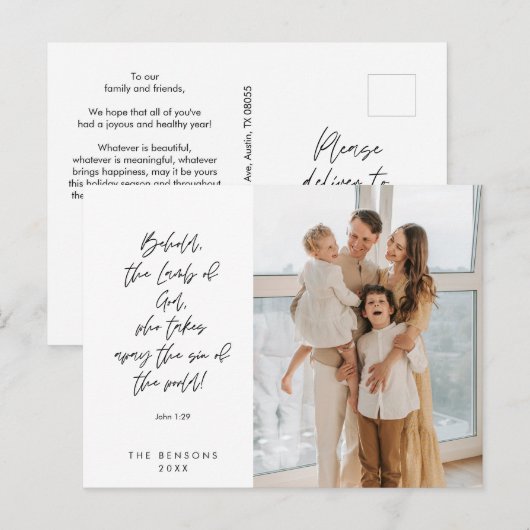 Religieus, Vrolijk Kerstfeest, Christelijke Famili Briefkaart (Voorkant / Achterkant)