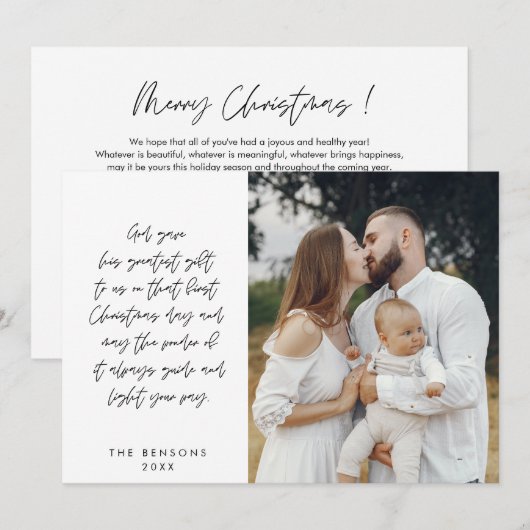 Religieus, Vrolijk Kerstfeest, Christelijke Famili Feestdagenkaart (Voorkant / Achterkant)