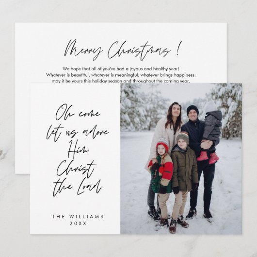 Religieus, Vrolijk Kerstfeest, Christelijke Famili Feestdagenkaart (Voorkant / Achterkant)