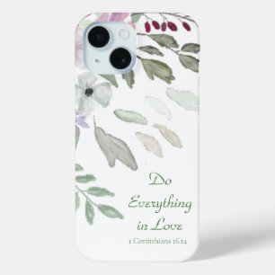 Religieus Vrouwelijk Eenvoudig Wit Waterverf Bloem iPhone 15 Case