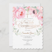 Religieus, Waterverf Bloemen, Eerste communie Kaart (Voorkant)