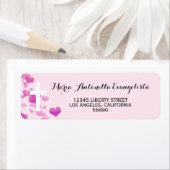 Religieus Wit Kruis Roze Harten Elegant Mailen Etiket (Insitu)