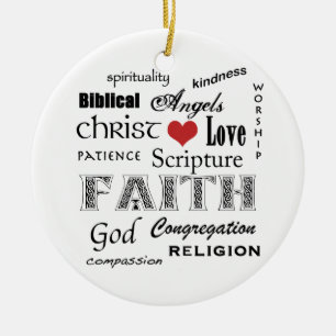 Religieus woord Cloud+Blue-gepantserd kruisje Keramisch Ornament