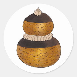 Religieuse Franse Choux gebak Crème Puff Dessert Ronde Sticker
