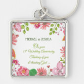 Religieuze 15e Jubileum-bloemen Sleutelhanger (Voorkant)