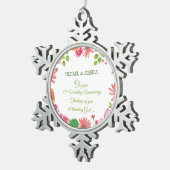 Religieuze 15e Jubileum-bloemen Tin Sneeuwvlok Ornament (Rechts)
