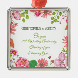 Religieuze 20e bruiloft Jubileum bloemen Metalen Ornament