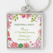 Religieuze 20e bruiloft Jubileum bloemen Sleutelhanger (Voorkant)