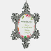 Religieuze 20e bruiloft Jubileum bloemen Tin Sneeuwvlok Ornament (Links)