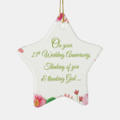 Religieuze 25e bruiloft Jubileum bloemen Keramisch Ornament (Rechts)