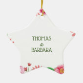 Religieuze 25e bruiloft Jubileum bloemen Keramisch Ornament (Achterkant)