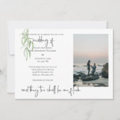 Religieuze 2 Foto Wedding Invitation Olive Branch Save The Date (Voorkant)