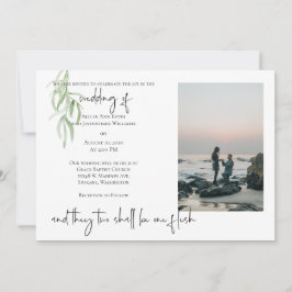 Religieuze 2 Foto Wedding Invitation Olive Branch Save The Date