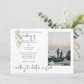 Religieuze 2 Foto Wedding Invitation Olive Branch Save The Date (Staand voorkant)