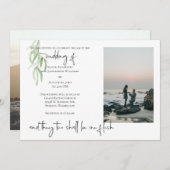 Religieuze 2 Foto Wedding Invitation Olive Branch Save The Date (Voorkant / Achterkant)