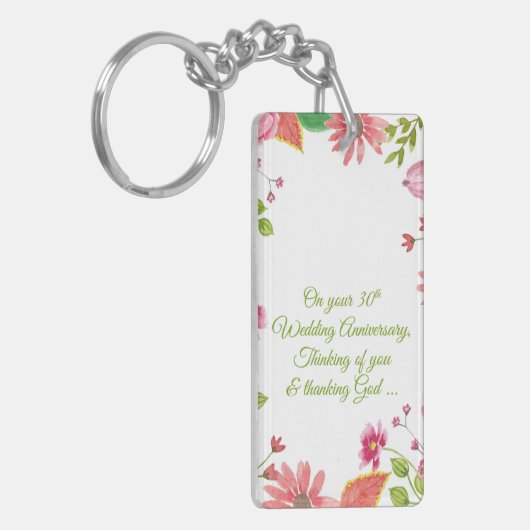 Religieuze 30e Jubileum bloemen Sleutelhanger (Voorkant Links)