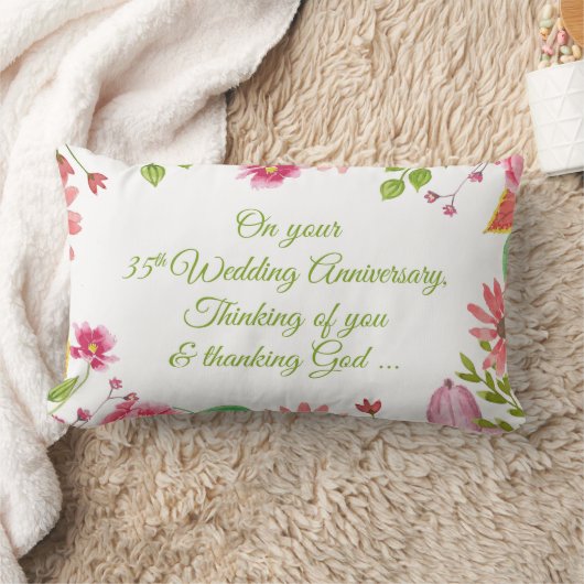 Religieuze 35e Jubileum-bloemen Kussen (Deken)