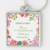 Religieuze 35e Jubileum-bloemen Sleutelhanger (Voorkant)