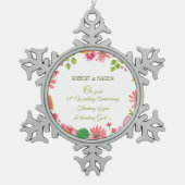Religieuze 35e Jubileum-bloemen Tin Sneeuwvlok Ornament (Voorkant)