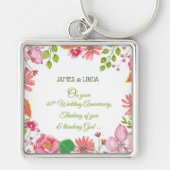 Religieuze 40e Jubileum-bloemen Sleutelhanger (Voorkant)