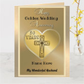 Religieuze 50e Golden Jubileum Kaart Husband (Gele Bloem)