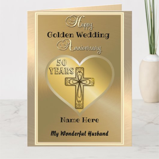Religieuze 50e Golden Jubileum Kaart Husband (Voorkant)