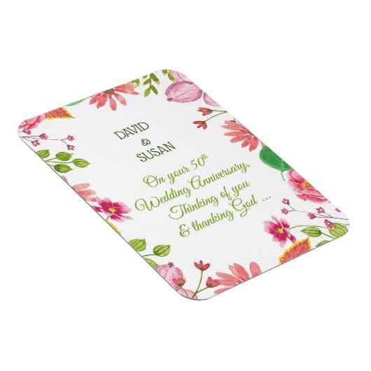Religieuze 50ste weddenschap Jubilea bloemen Magneet (Rechterzijde)